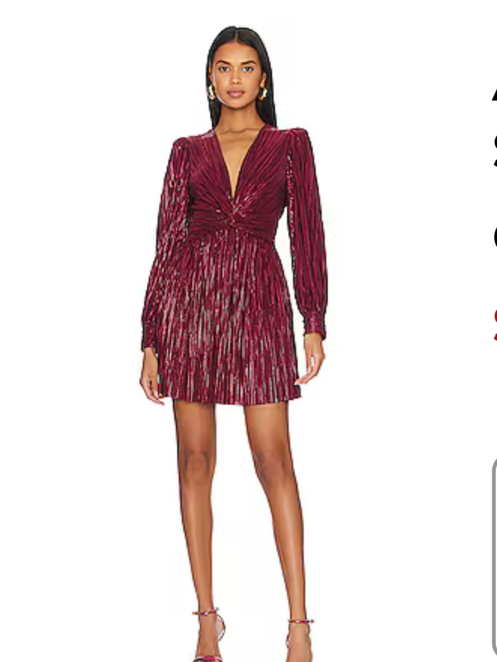 Sabina Musayev Glause Dress Pleated Mini Red Small